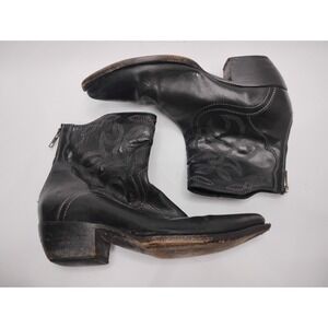Frye Boots Women 8 B Black Leather Ankle Block Heel Pointed Toe Western